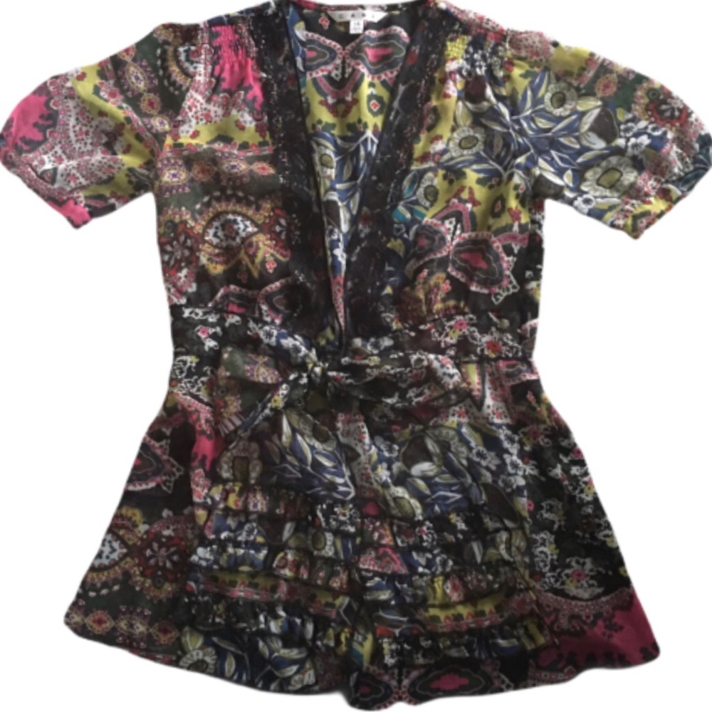 CAbi Sheer Kimono Style Tie Front Cardigan XS